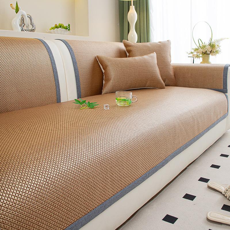 Summer And Summer Rattan Mat Sofa Cushion  New French High-End Ice Silk Mat Cover Cloth Non-Slip Seat Cushion