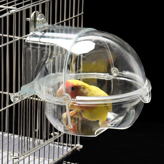 Parrot Bath 3 in 1 Hanging Birds Bath Transparent Parrot House Birdcage Bathing Box for Lovebirds Finches Parakeets