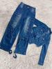 European & American Women's Casual Washed Denim Set