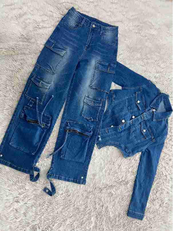 European & American Women's Casual Washed Denim Set