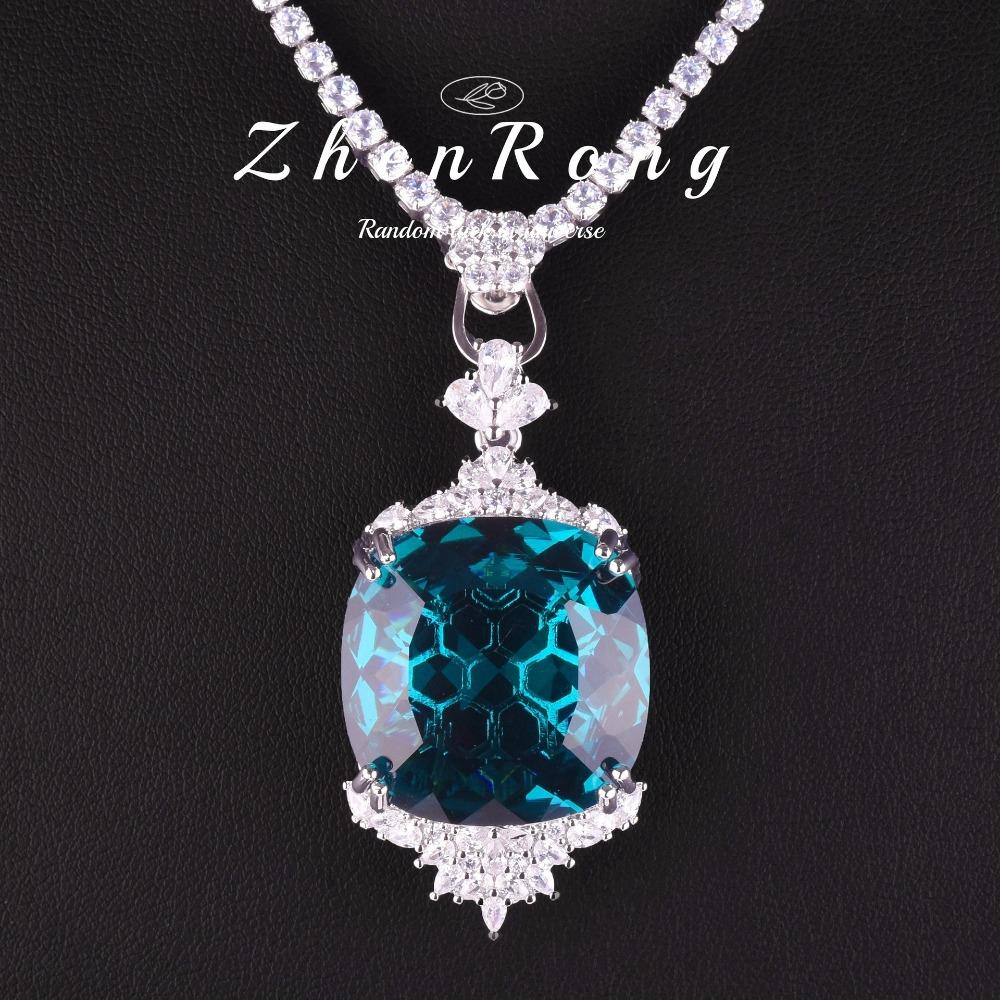 

Exaggerated London Blue Pendant Necklace with Fancy Fanta Diamond Elegant Statement Jewelry for Women