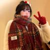 Red Plaid Fringed Scarf Women's Winter Korean Atmosphere Thickened and Kept Warm New Year's Christmas Scarf Student Shawl