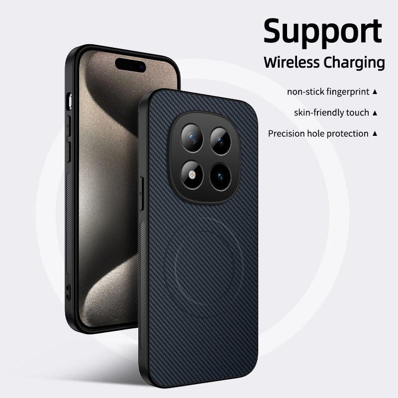 Redmi Note 15 Pro+ Carbon Fiber Leather Texture Lens MagSafe Magnetic Case