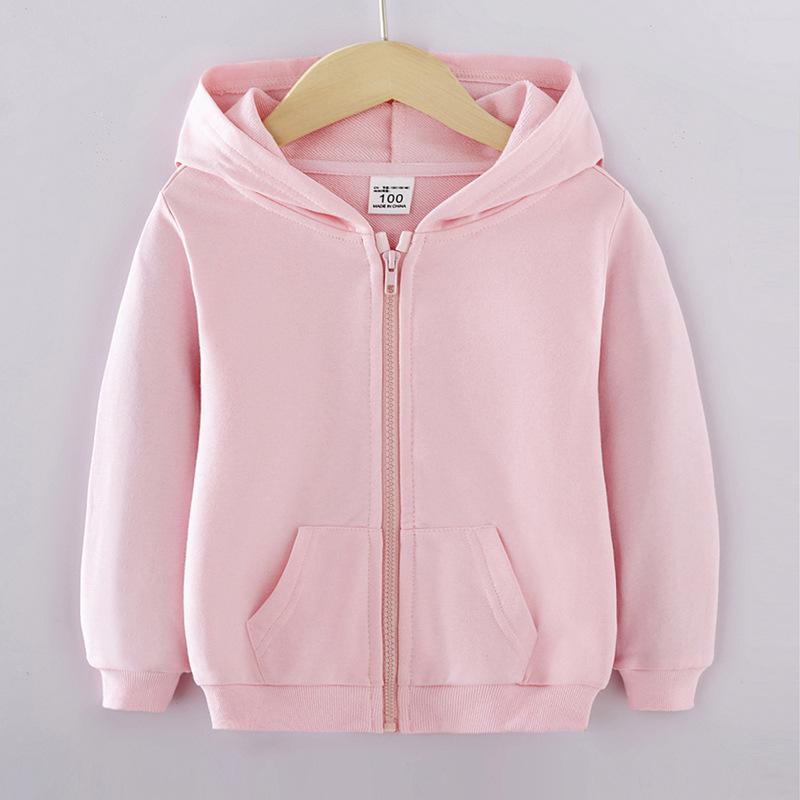 

Детская весенне-осенняя куртка с капюшоном на молнии - однотонный повседневный кардиган для маленьких и средних детей 100cm розовый