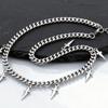 Punk Small Sword Shape Pendant Necklace for Men,7mm Stainless Steel Chunky Cuban Chain Choker,Cool Hip Hop Gothic Jewelry Gifts