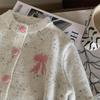 2024 Autumn Korean Kids' Outfit: Girls Bow Knit Cardigan & Leggings Set
