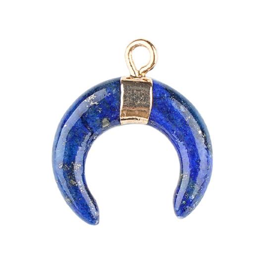 

DIY Pendant Gold-Plated Edging Crescent Horn Design Natural Imitation Crystals Jade Necklace Bracelet Earrings Charm DIY Jewelry Making Accessories I