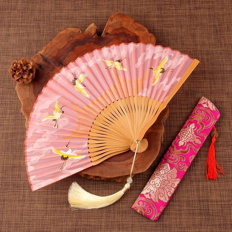 

Chinese Palace Style Folding Fan - Elegant Bamboo Silk Fan for Women, Hanfu & Qipao Dance Performance, Traditional Handheld Fan