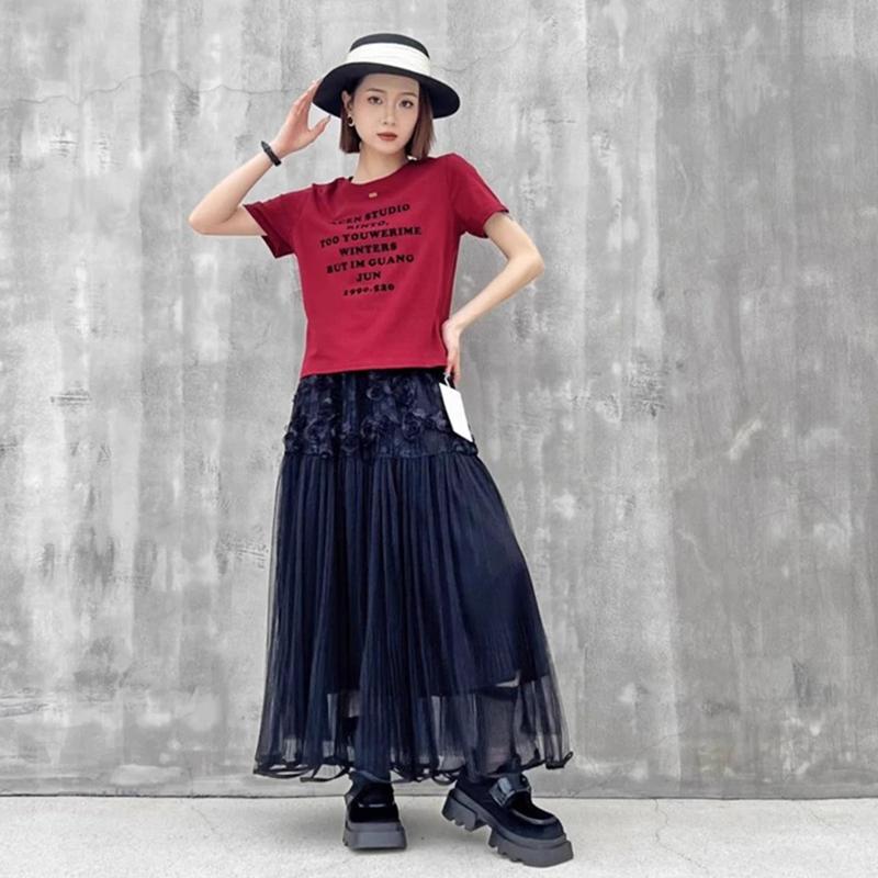 Xitao Flower Patchwork Lace Elastic Waist Skirt ZMY1142