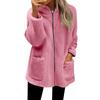 Women S Loose Plush Long Sleeve Hooded Zip Up Cardigan Coat