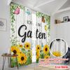 2 Stück 2D Flachdruck Fenstervorhänge Garten Schmetterlinge Sonnenblumen Floral 100% Polyester Ohne Strom Festliche Wanddekoration