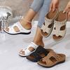 Large Size 2025 Summer Foreign Trade New Wedge Heel Women's Slippers One-word Open-toed Fish Mouth Sandals Women's Shoes Spot