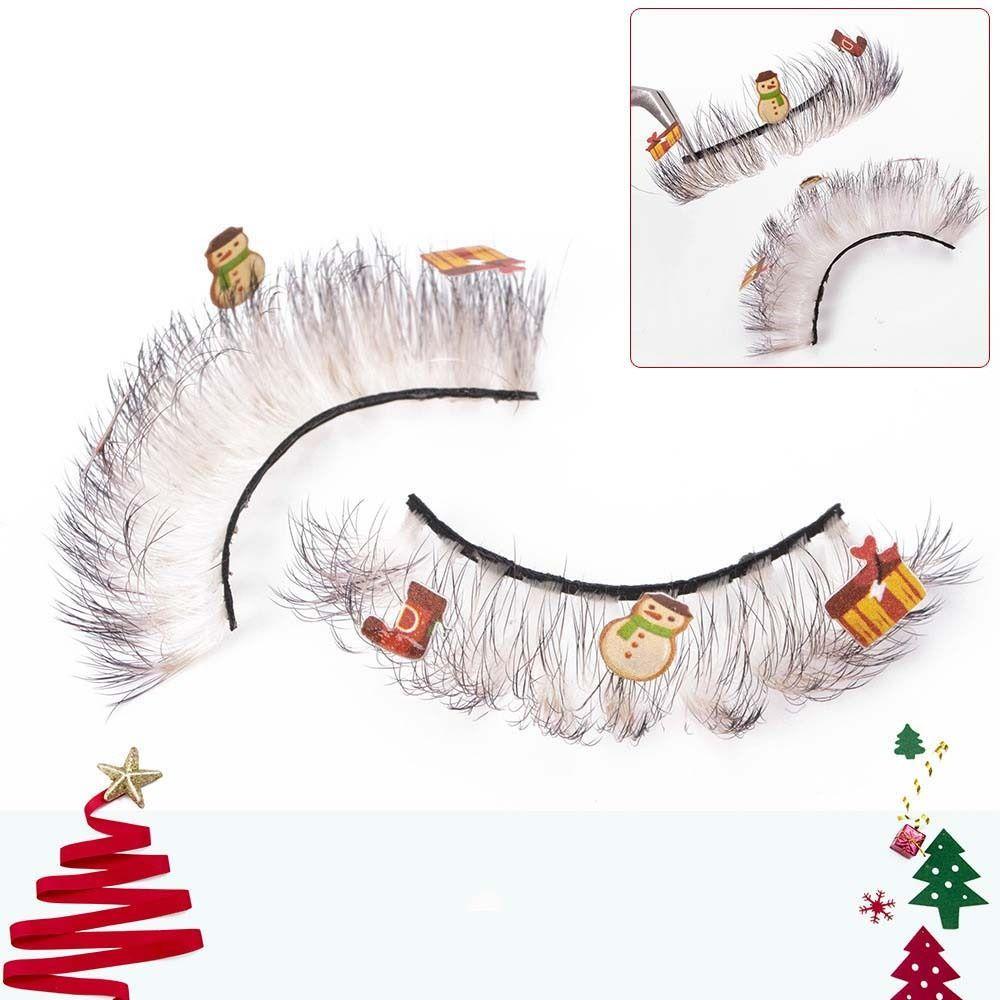 

Cartoon Snowman Christmas Cluster Eyelashes Christmas Fluffy Segmented Lashes Women/Female CS08