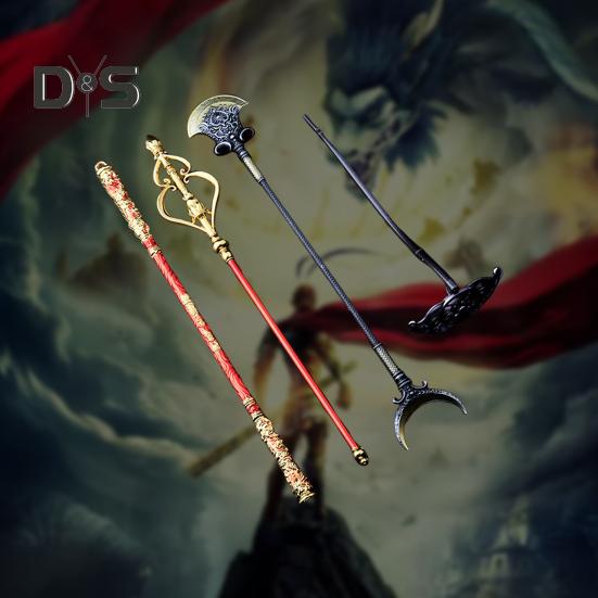 4 Teile/satz Wukong Goldene Knüppel Rake Staff Kit Geschnitzte Reise in den Westen Charakter Waffe Ruyi Jingu Bang Monkey King Bar Golden Hoop Stick Modell