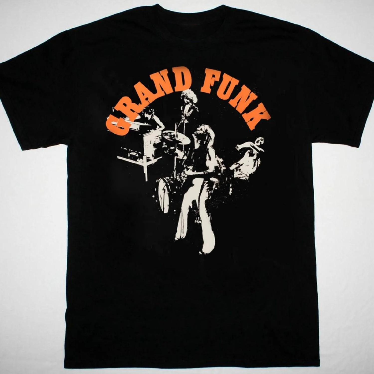 Винтажная мужская футболка Grand Funk Railroad черная с коротким рукавом всех размеров XXXXXL разноцветный