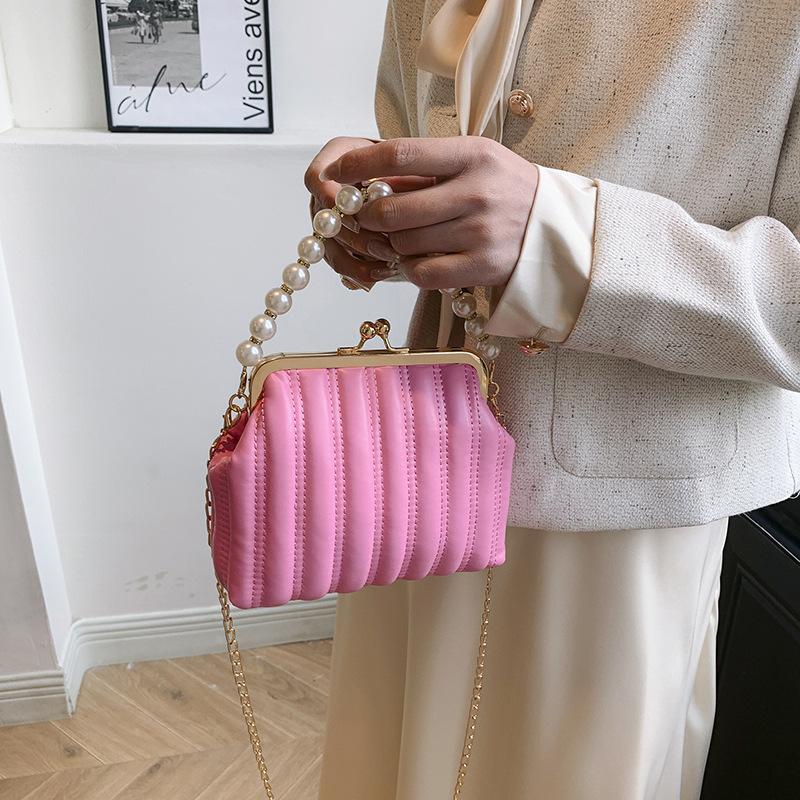 Fairy bag summer 2025 new fashion messenger shell bag ins Internet celebrity small fragrant wind pearl handbag pu