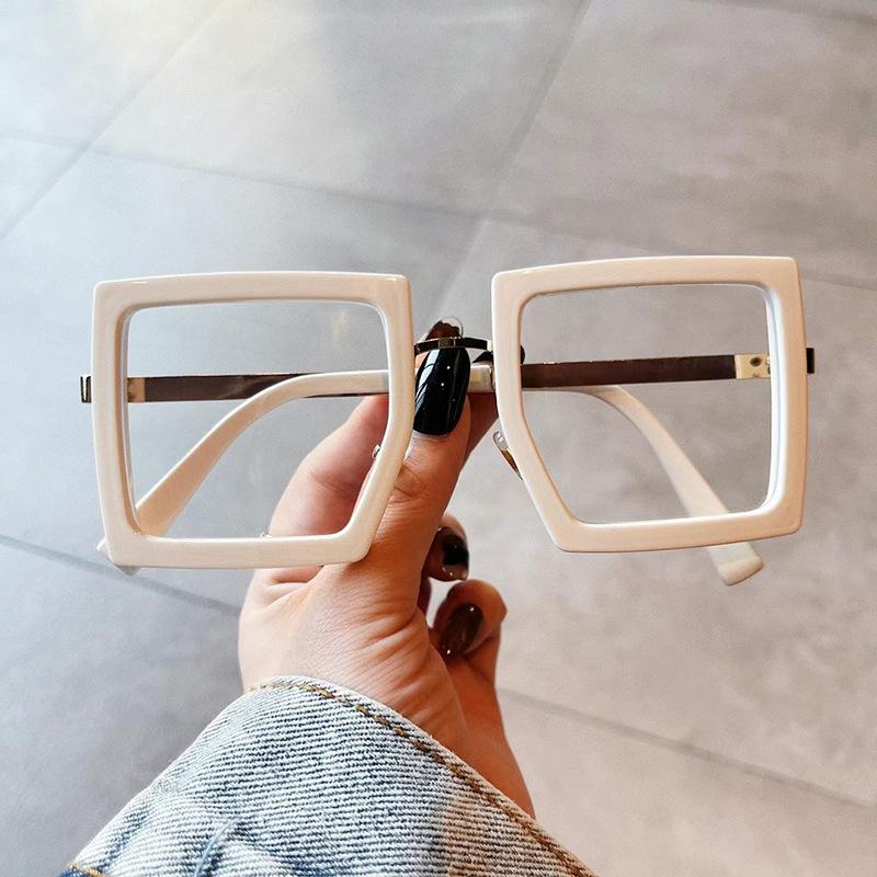 Oversized Eyeglass Frames For Women Trendy Blue Light Blocking Big Square Reading Glasses Men Transparent Fashion Eyewear +1.75