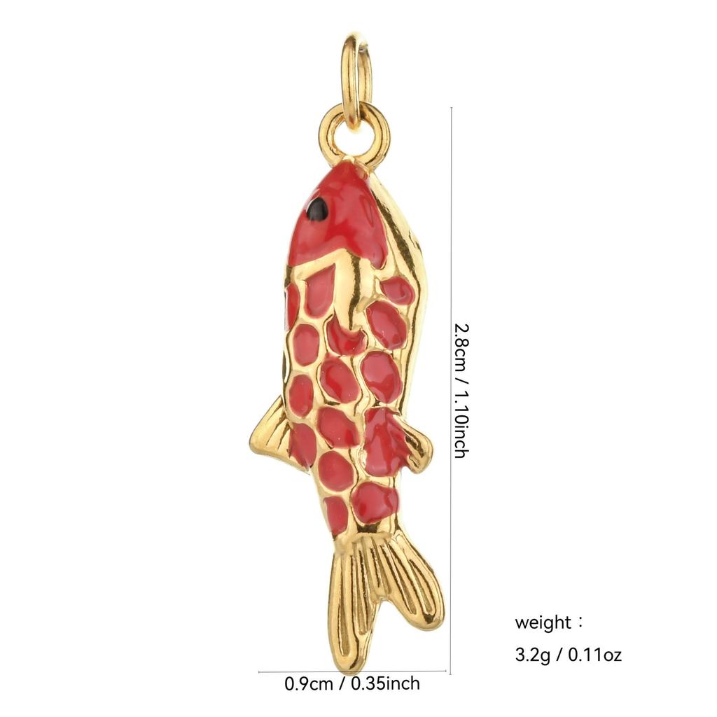 Gold Koi Fish Stainless Steel Pendant & Earrings Jewelry Set