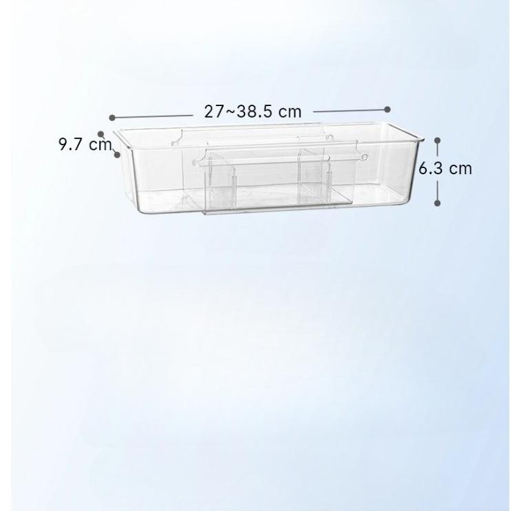 2026 Extendable Drawer Storage Box, Transparent PET Cutlery Organizer Box for Kitchen Tableware Sorting
