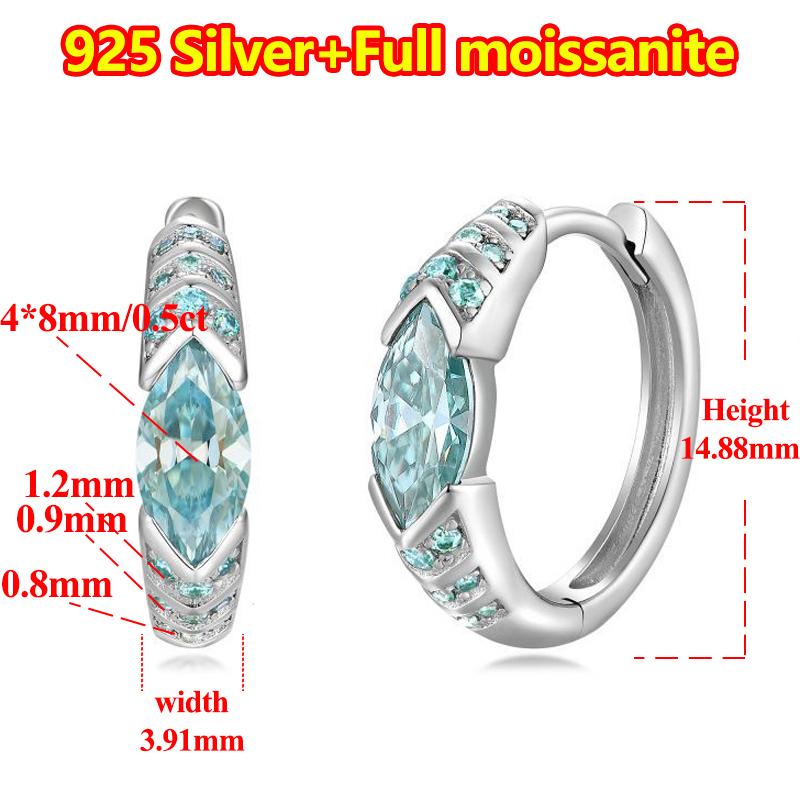 

Серьги-гвоздики из муассанита для женщин, зеленые женские серьги-гвоздики из муассанита, роскошные женские серьги-гвоздики из цельного муассанита огранки «маркиз»