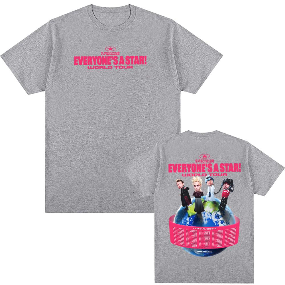 EVERYONES A STAR WORLD TOUR2026 T Shirt 5 Seconds of Summer High Quality Summer Teeshirt Graphic Printing Casual Retro Tshirt