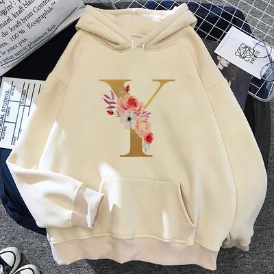 Alphabet A-z Hoodies Women Long Sleeve Top Winter Streetwear Anime Hooded Shirt Female Graphic Clothes