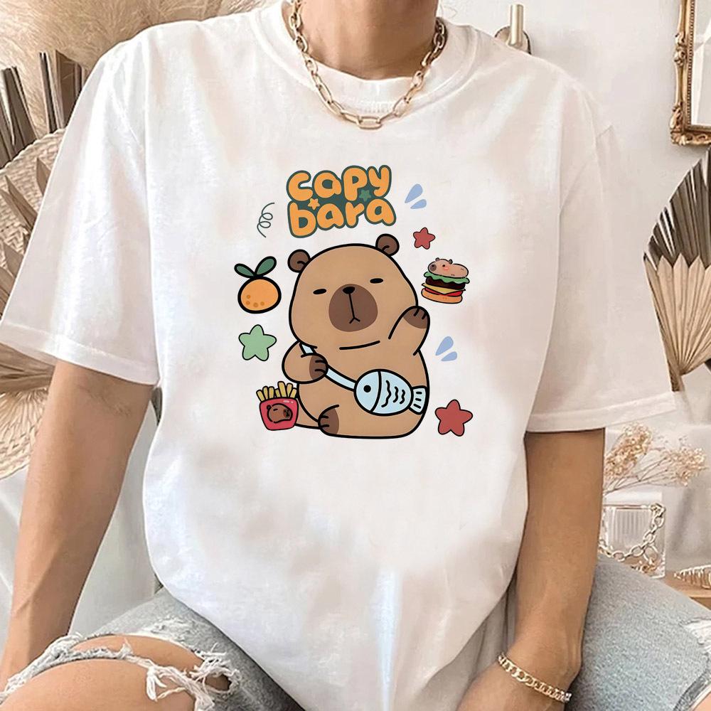 Capibara Capybara women 80s korean clothes Pop Culture Psychedelic Breathable t shirt Comfortable Classic women aesthetic XS