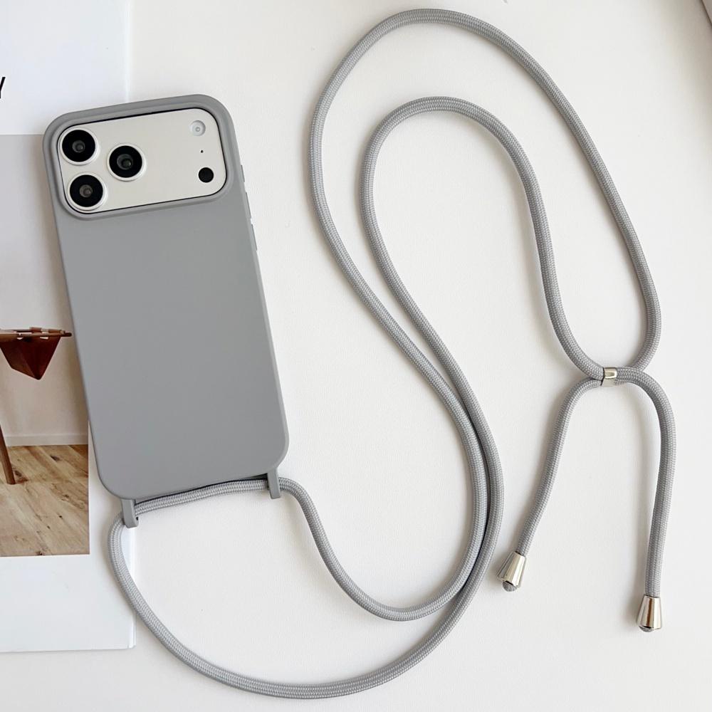 Liquid Silicone Crossbody Necklace Cord Strap Case For iPhone 17 Pro Max 16 15 14 13 12 11 XR XS X Matte Soft Protection Cover