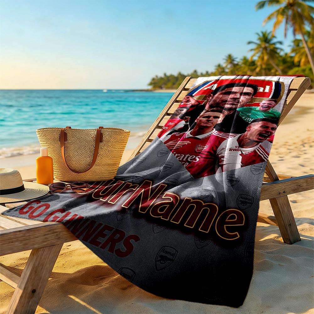 Arsenal Personalized Name Beach Towel Super Soft & Absorbent For Beach Bathroom Outdoor Swimming Pool Camping Picnic Yoga Diving Vacation Accessories