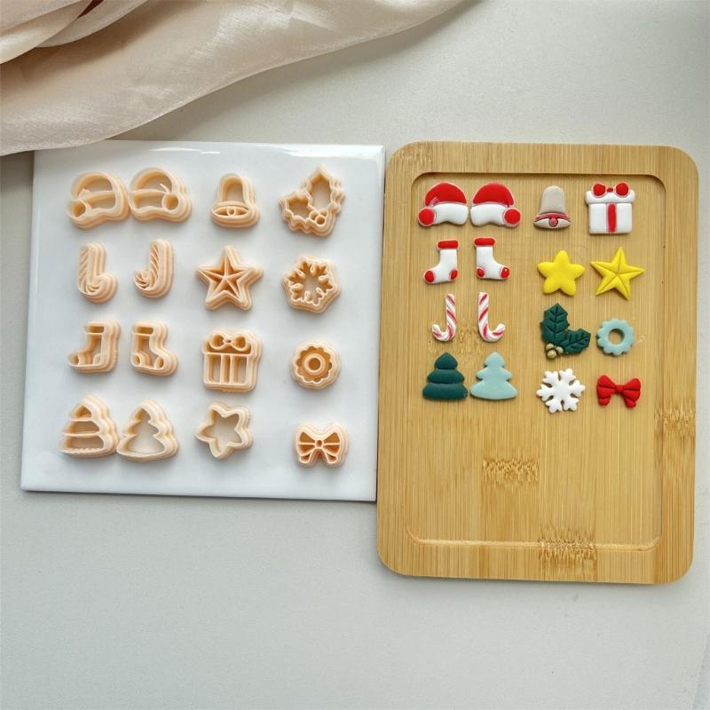 Christmas Tree Clay Cutter Christmas Clay Cutter Bows Clay Cutting Molds Easy To Use Clay Earring Cutter for Women Girls