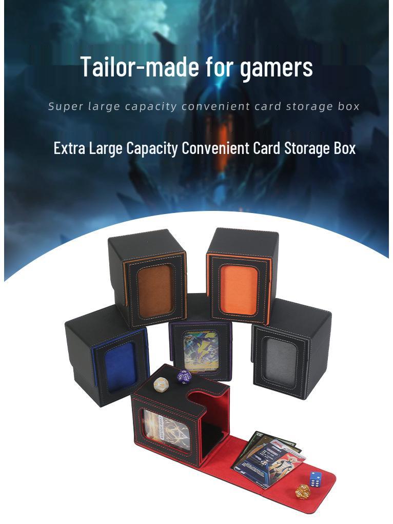 Windowed PU Leather Card Box for 100+ Yu-Gi-Oh, Hero Duel, MTG Cards