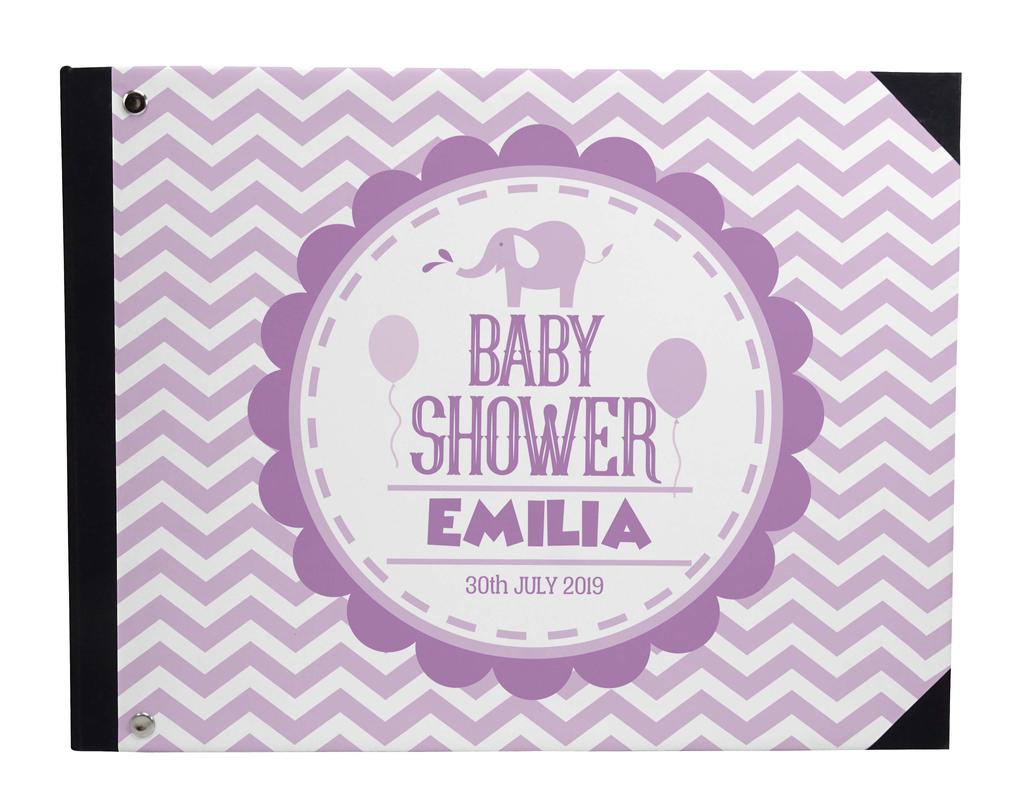 Darling Souvenir Blue Seamless Heart & Baby Objects Personalized Printed Baby Shower  Guest  Book  Scrapbook-7 x 9