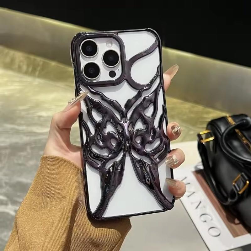 Hollow Out Heat Dissipation Butterfly Phone Case for IPhone 16E 16 Plus 15 14 13 12 11 Pro Max Electroplated Protective Shell