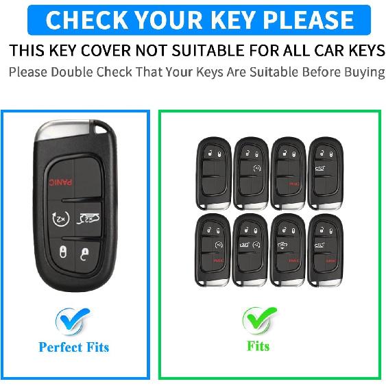 QBUC for Dodge Key Fob Cover 5 Button Silicone Remote Key Case for Dodge for Jeep Grand Cherokee