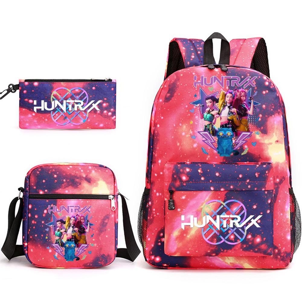 3Pcs/set Anime Cartoon Printed Backpack with Shoulder Bag Pencil Case for Teenager Student Boy Girl School Bag Large Capacity Bookbag Kid Gift Rucksak
