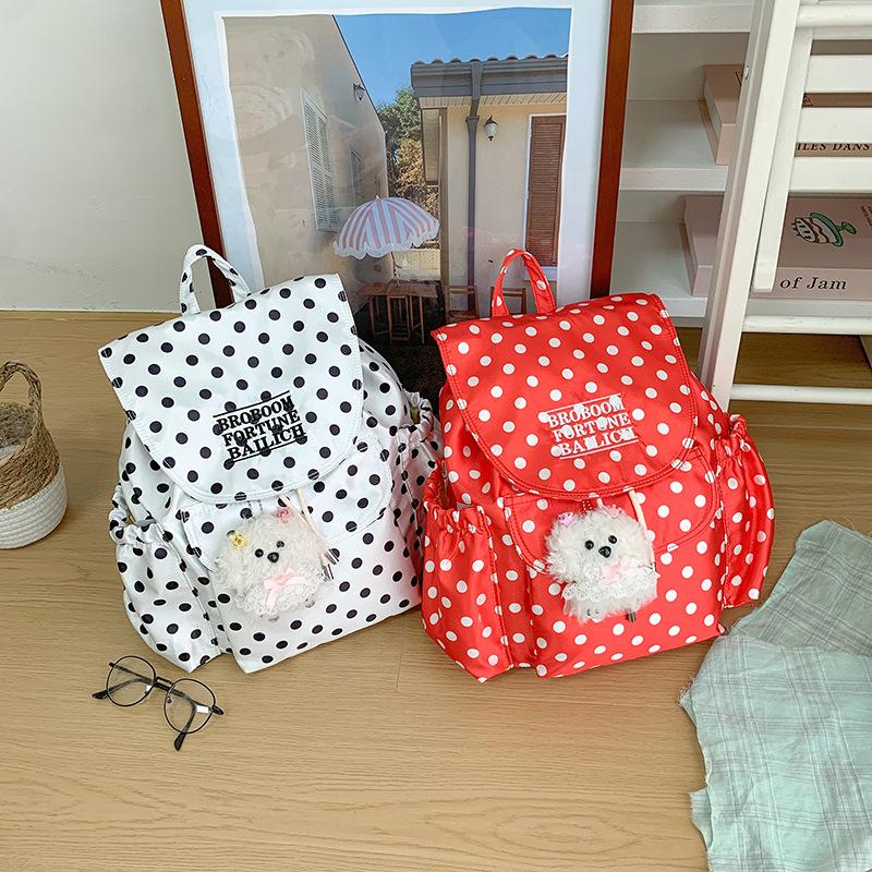 Schoolbag cute girl polka dot backpack 1011 new fashion travel small backpack high school students large capacity schoolbag