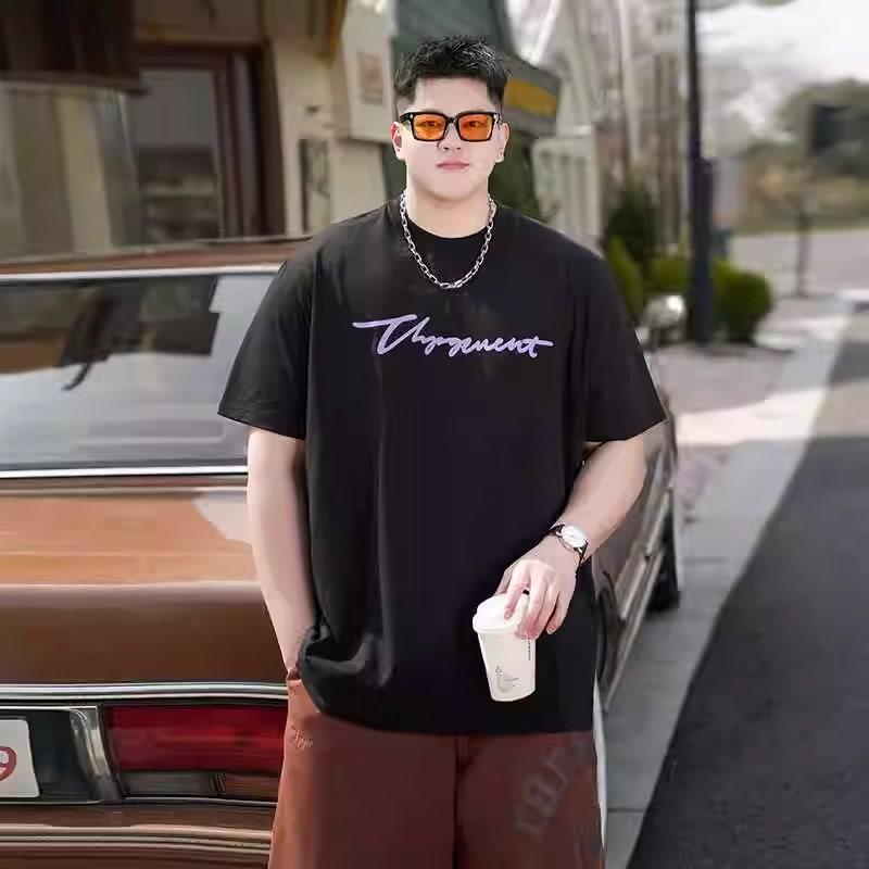 Stretch Fit Anti-wrinkle Loose Men's Short-sleeved Trend Printing Fashion Short-sleeved Top Cotton Comfortable Lightweight T-shirt