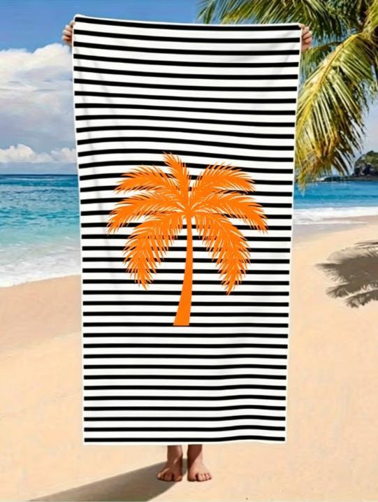 Striped Heart Beach Towel, Microfiber Large Sand Free Quick Dry, Pink Love Minimalist Design, Soft Absorbent Beach Towel Bt21