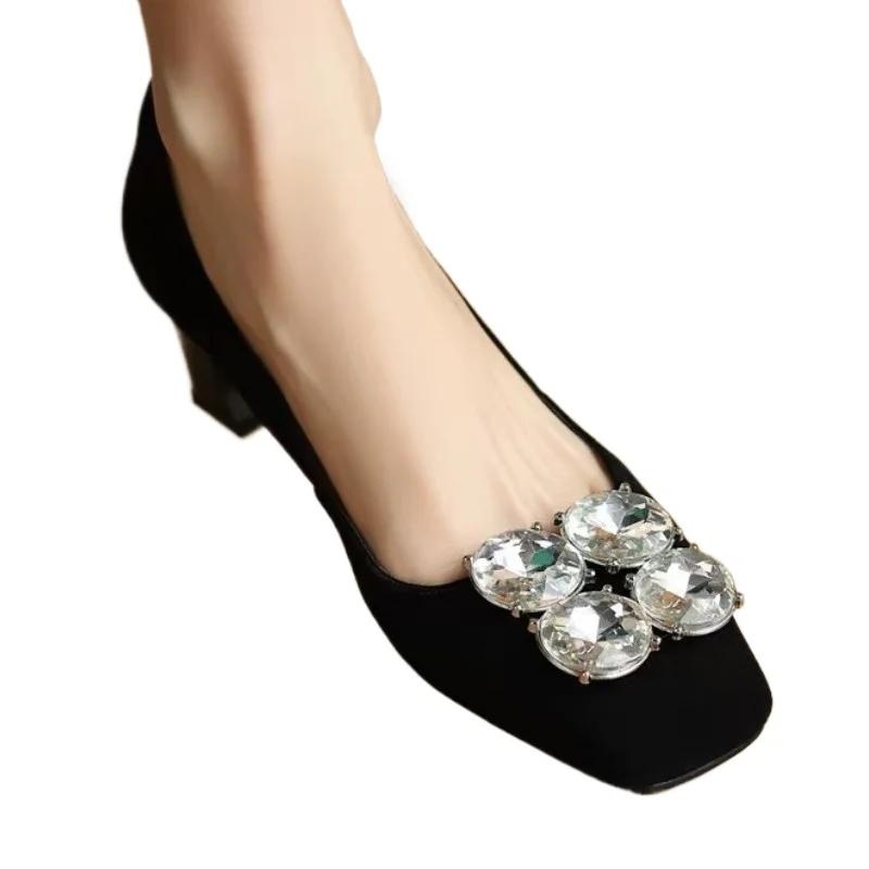 Fashion 2025 High Quality Ladies Shoes Slip-on Women's High Heels New Crystal Office and Career Fashion Best Seller High Heels Zapatos