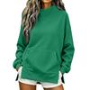 Women's High Neck Side Slit Sweatshirt Lightweight Loose Fit Long Sleeve Pullover for Fall