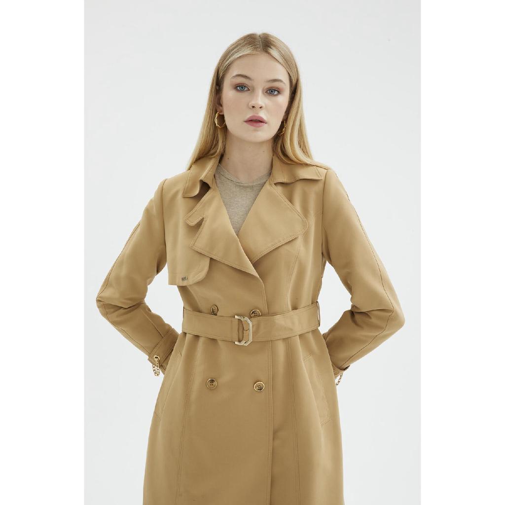 Łańcuszek i pasek Szczegółowy czarny trencz 12615