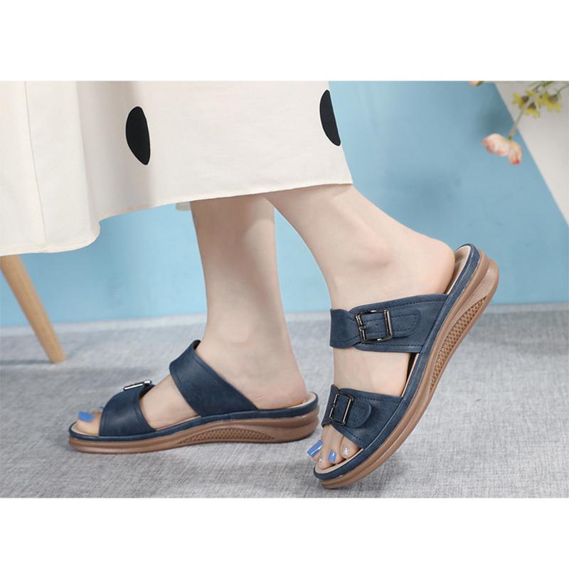 Summer Shoes Women Flat Sandals Summer Holiday Fashion Brand Ladies Modern Sandals Blue Plus Size 42