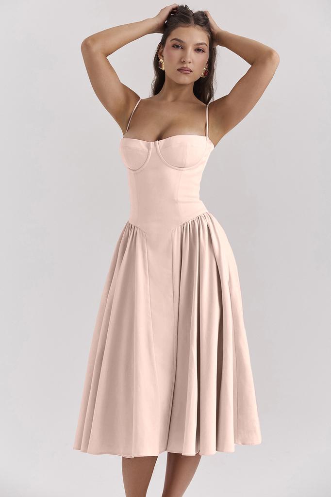 Summer skirt new retro long dress court style dopamine wear suspender dress women