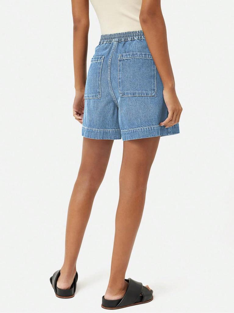 Women's High Waist Wide Leg Denim Shorts Casual Summer Jean Shorts with Pockets