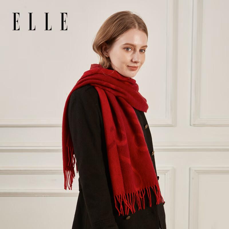 ELLE Women's 100% Lambswool Jacquard Scarf