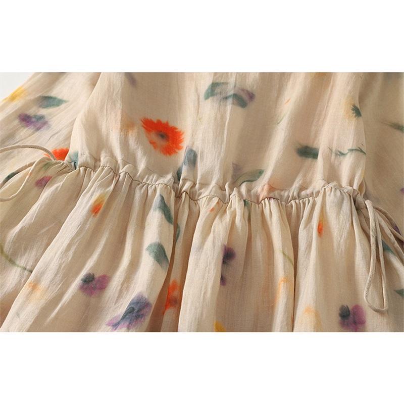 Langes Kleid Damen Baumwolle Große Größe Locker Sommer Retro Stickerei Bestickt Langärmliges Kleid Knielang Dünn Groß Schwingendes Kleid