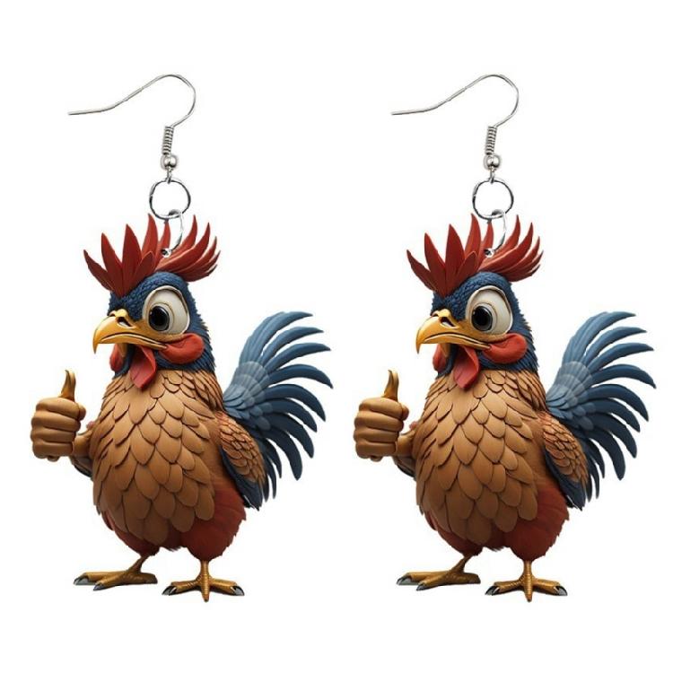 Eye catching Acrylic Chicken Drop Earrings Ear Studs Jewelry for Party Nights