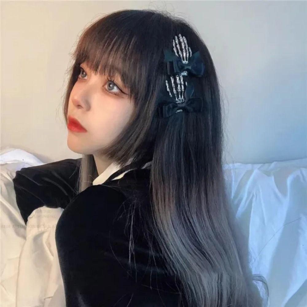Headwear Ghost Claw Hair Clip Skeleton Halloween Hairpin Punk Bow Knot Hair Clip Back Head