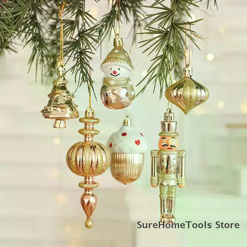 2PCS Red&white Christmas Hanging Decoration Plastic Santa Clause Christmas Tree Ornament Festival Party Supplies Xmas Baubles