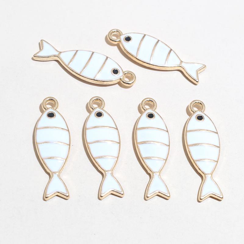 20pcs 23x7mm Enamel Fish Charms Pendant DIY Jewelry Making Accessories Findings for Earrings Necklace Bracelets